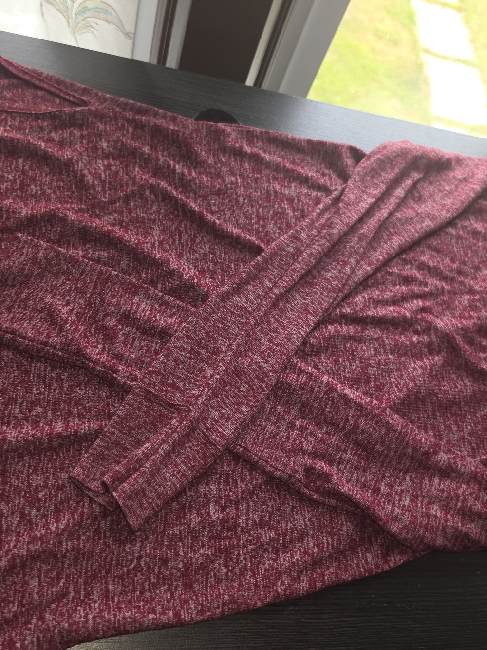 Hollister Marled Burgundy Long Sleeve Lace-Up Top - Picture 3 of 3